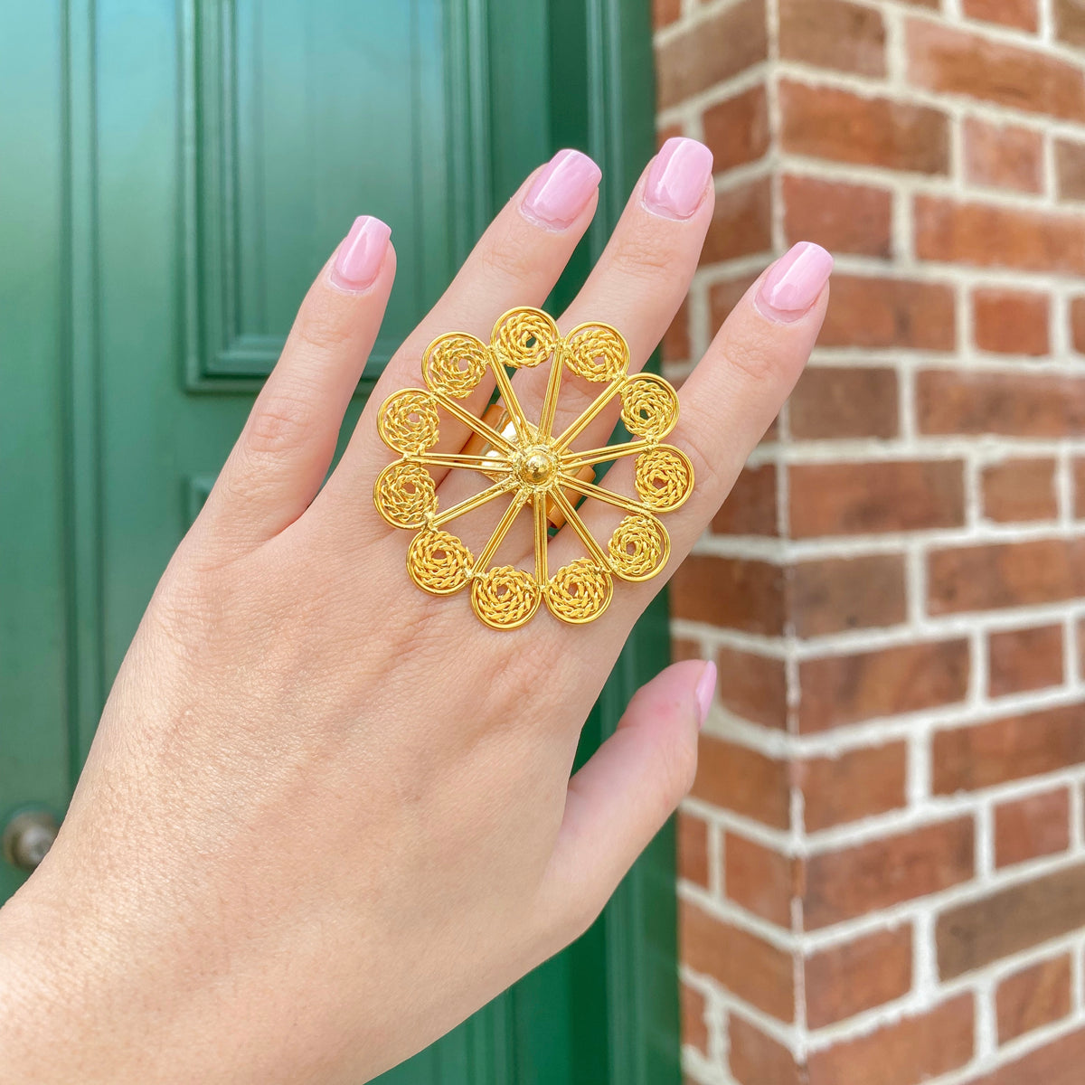 Anillo Bronce Filigrana Flor