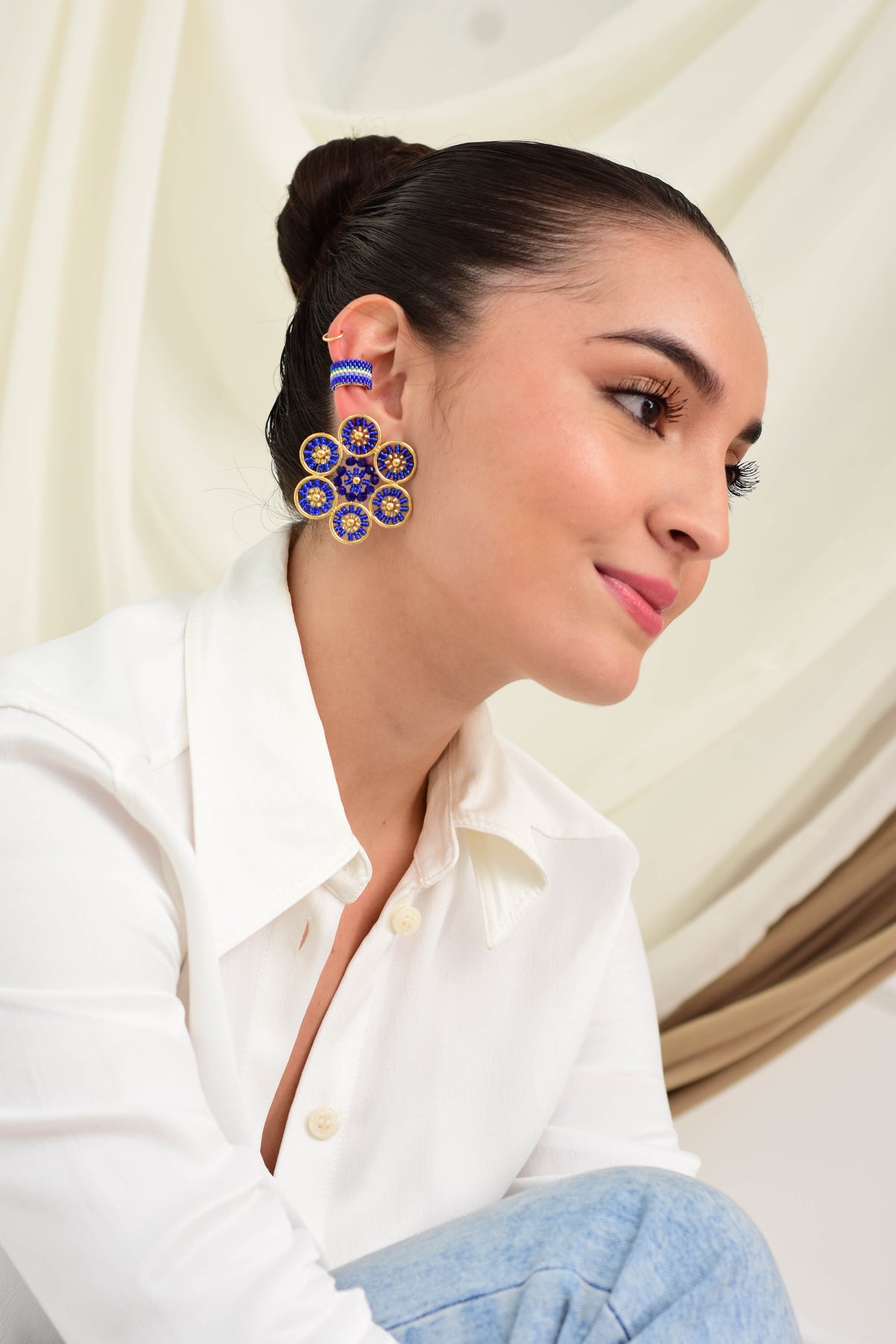 Earcuff Azul Líneas