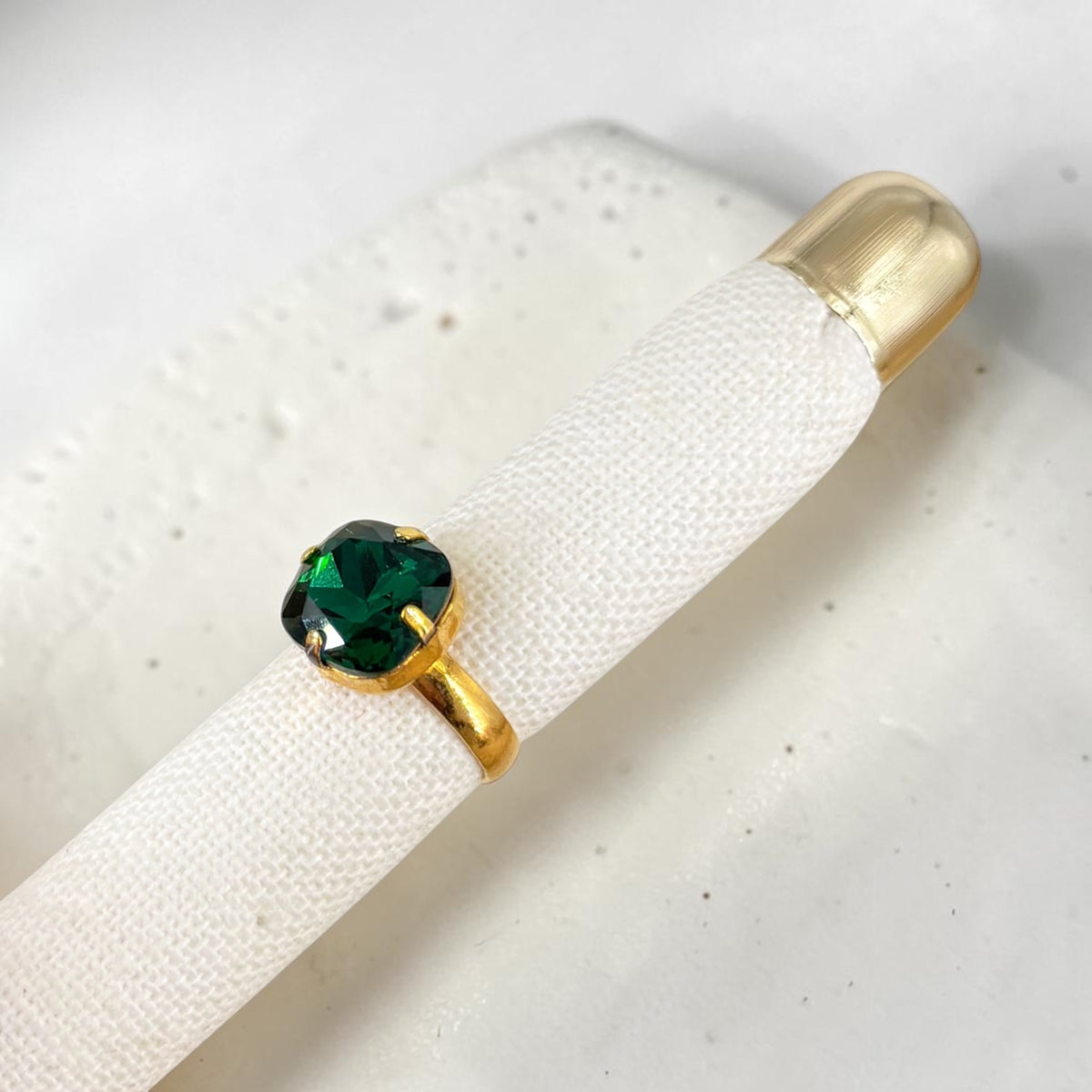 Anillo Bronce Cristal Verde